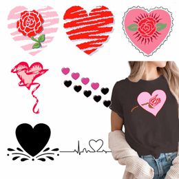 Window Stickers Red Love Pattern Iron-On Transfer For Clothing Diy Women T-Shirts Thermo Adhesive Patches Fashion Hoodie Sticker Applique