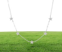 925 sterling silver star necklace micro pave cz cute lovely star charm delicate minimal fine silver chain choker charming necklace1894527
