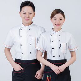 New Unisex Kitchen Hotel Chef Uniform Bakery Food Service Cook Short Sleeve Shirt Breathable Double Breasted Chef Jacket Clothes