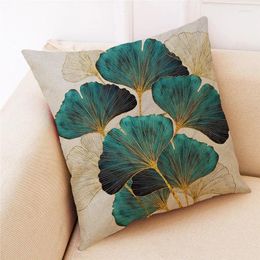 Pillow Ginkgo Leaf Cotton Linen Case For Sofa Car Covers Home Decorative 45x45cm Bedroom Waist Pillowcase