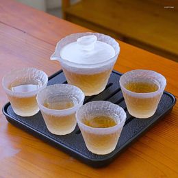 Teaware Sets Heat-resistant Glass Set With Frosted Finish Japanese Style Gongfu Teacups And Simple Tea Brewing Tools