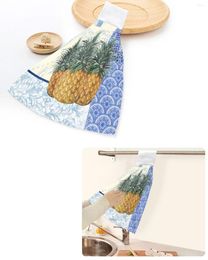 Towel Blue And White Porcelain Texture Pineapple Hand Towels Home Kitchen Bathroom Hanging Dishcloths Absorbent Custom Wipe