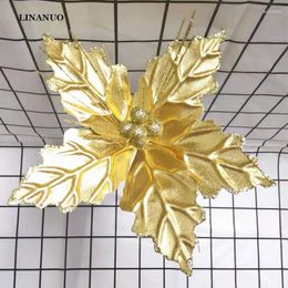 Decorative Flowers Xmas Flower Head Glitter Artificial DIY Christmas Tree Decoration Ornament Year Decor Navidad 2024