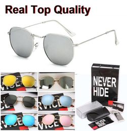 Brand personality Sunglasses women men Top quality Hexagonal Metal frame glass lens with original box packages accessories ever6304344