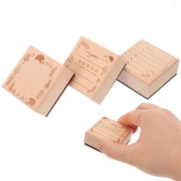 Storage Bottles 3Pcs Message Frame Wooden Stamps DIY Scrapbook Decorative