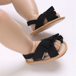 Infant Baby Shoes for Girl 0-18M Solid Ruffles Sweet Flat Sandals Babe Rubber Sole Anti-Slip First Walkers Casual Outing Sandal