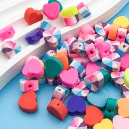 20pcs Polymer Clay Candy-colored Love Soft Ceramic Beads Mixed Color For DIY Jewelry Making Bracelet Necklace Pendant Accessorie