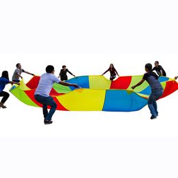 1.1 Meter Diameter Kids Outdoor Teamwork Game Prop Rainbow Parachute Toys Jump Bag Bounce Play Mat School Activity Puzzle Game