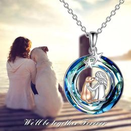 Pendant Necklaces Trendy Round Stars Crystal Dog Necklace For Women And Girl Valentines Day Gift Anniversary Party Aesthetic Jewellery