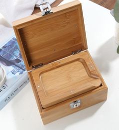 Newest Portable Bamboo Wood Dry Herb Tobacco Cigarette Smoking Stash Case Preroll Roller Rolling Tray Grinder Storage Bong Contain6492724