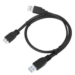 2024 New USB3.0 Micro-B Mobile Hard Disc Cable Double Head USB Power Supply Data Cable with Auxiliary Power Supply 0.6/1Meter - for USB3.0