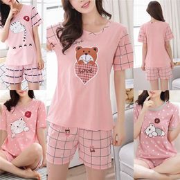 Home Clothing M-2XL 2024 Summer Young Girl Short Sleeve Cotton Pyjamas For Women Cute Nightshirt Casual Service Sleepwear