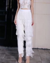 Belly dance costume fringe tassel Pants womens Dancing crystal cotton trouser Slim pants and pencil lace 240410