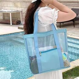 Storage Bags Large Beach Bag Summer Travel Mesh Swimming Portable Foldable Makeup Handbag Organiser