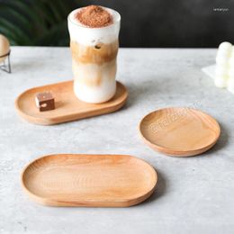 Tea Trays Japanese Style Disc Small Solid Wooden Tray Round Beech Ins Oval Coffee Milk Snack Plate