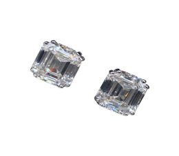 Stud Vinregem 100 925 Sterling Silver Emerald Cut G Created Moissanite Diamonds Gemstone Earrings Ear Studs Fine Jewellery Wholesal5178272