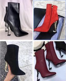 Luxury Designer Brands Combat Boot Women Adox Booty Bottes Spikes Chunky Heels Ankle Boots Martin Red-Sole Booties Party Wedding6973648
