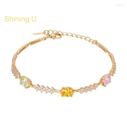 Charm Bracelets Shining U Coloured Oval Zircon Gems Bracelet For Women Fashion Jewlery Gift