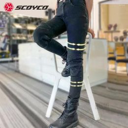 Motorcycle Apparel Scoyco Women Pants Black Biker Jeans All Season Elastic Riding CE Certified Street Moto Leggings S-XXL P075W