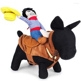 Dog Apparel Funny Pet Costume Cowboy Novelty Suit Cat Clothes For Dogs Riding-horse Clothing Outfit Pets Party 3 8