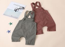 Baby One Pocket Supspender Jumpsuits Summer 2020 Children Boutique Clothing 02T Kids Solid Colour Braces Short Bodysuits7894779