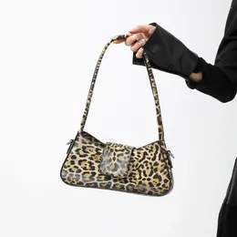 Shoulder Bags Women Leopard Print PU Leather Underarm Bag Top Handle Handbag