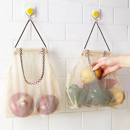 Storage Bags Kitchen Fruit Vegetable Garlic Onion Hanging Bag Breathable Reusable Mesh Organizer Home Accessories