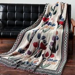 Blankets Promotion Vintage European Style Tulip Flowers Blanket Sofa Covers - Knitted Bedspread & Bed Travel Outdoor Floral Throws