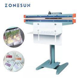 Machine ZONESUN Pneumatic Foot Pedal Heat Sealing Machine Dry/Wet Aluminium Foil Plastic Bag Heating Sealer Food Beverage Machinery