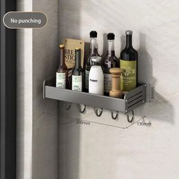 Kitchen Storage Punch-Free Wall-Mounted Rack Shelf Holder With Hook And Bathroom