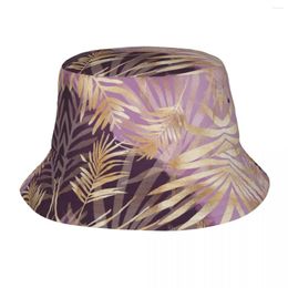 Berets Glam Fern Leaves Bucket Hats Men Women Unisex Fashion Tropical Plants Summer Fisherman Cap