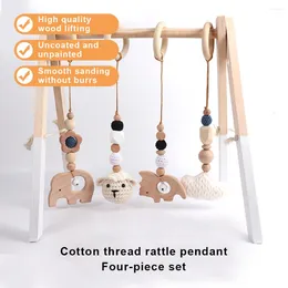 Decorative Figurines 4pcs Set Handmade Wooden Baby Rattle Toys For Born Activity And Development Artistic Workmanship