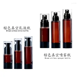 Storage Bottles 20pcs Empty 15-100ml Vacuum Spray Bottle Press Lotion Brown Avoid Light Liquid Foundation Eye Cream Container Cosmetic