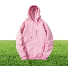 Fashion Pink Men Hoodies Hip Hop Streetwear Casual Hoodies Sweatshirts Elasticity Solid Colour Fleece Thick Warm Threaded cuffs Y081995759