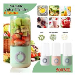 Blenders 500ML Portable Blender 6 Cutter Mini Juicer Fruit Juicer For Fruit And Vegetables Juicer Machine Rechargeable Mixer Cup