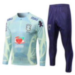 Brazil 2223 New Football Autumn and Winter Long Sleeve Half Pull Adult Kids Training Shirt