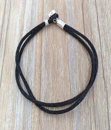 Fabric Cord Bracelet Black Authentic 925 SilverFits European Style Jewelry Charms Beads Andy Jewel 590749CBK-S2604278