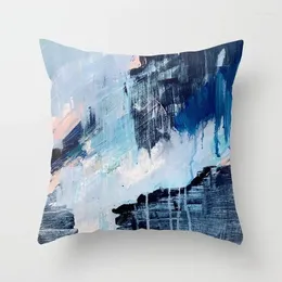 Pillow Abstract Oil Painting Square Case Linen Colorful Velvet Cover 45X45 Bedroom Living Room Home Decoration J1874
