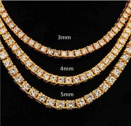 Hiphop 18k Gold Iced Out Diamond Chain Necklace CZ Tennis Necklace For Men And Women42767622937063