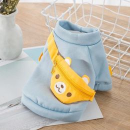 Dog Apparel Pet Clothing Solid Bear Zipper Crossbody Bag Hoodies For Dogs Clothes Cat Small Cute Thin Fashion Boy Yorkshire Accessories
