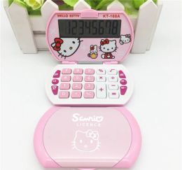 Calculators 8digit extra large display Pocket flip Head cute cartoon Calculator Portable Carry Fold Mini Calculator for Girls