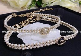 Luxury Jewellery Vintage Camellia Pearl Necklace Bracelet Set For Women Logo Top Quality 2021 Trends Classic Chains6039804