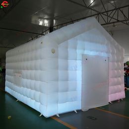 Free delivery outdoor activities white inflatable Cube Tent air blower Nightclub Party event Tent with Light N Fog MachineTent for sale 10mLx6mWx4.5mH (33x20x15ft)