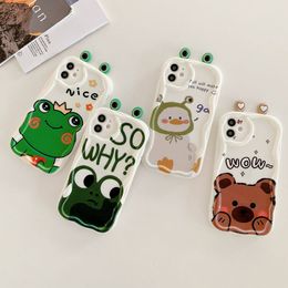 Case For Huawei Honor 90 Lite 5G P30 Mate 30 40 Pro P40 Nova 9 SE 10 SE 11 5T 7 Pro Cover Wavy Edge 3D Frog Eyes Cute Duck Bear