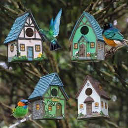 Decorative Figurines Courtyard Garden Decoration Parrot Outdoor Bird House Winter Warm Nest Hanging Pastoral Style Resin Crafts Ornaments