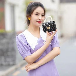 Shoulder Bags Mini Jelly Purse And Handbag 2024 Leather Crossbody With Pearl Handle Girls Cute Coin Pouch Party Bag