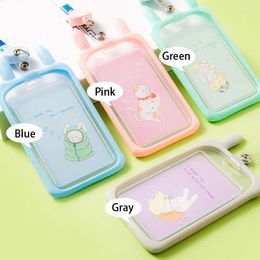 Storage Bags Student ID Card Holder With Retractable Lanyard Vertical Silicone Case For Teens Boys Girls