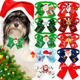 Dog Apparel 10PCS Pet Cat Bowtie Christmas Necktie Adjustable Bow Tie Collar For Grooming Accessories Small Medium