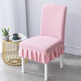 Chair Covers Stylish Thicken For Dining Room Solid Colour Elastic Polar Fleece Jacquard Protector Slipcover
