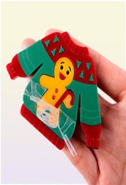 Christmas 2021 Sweater Badges Brooch for Women Pocket Pins Gingerbread Man Jewellery Fashion Accessories2015549